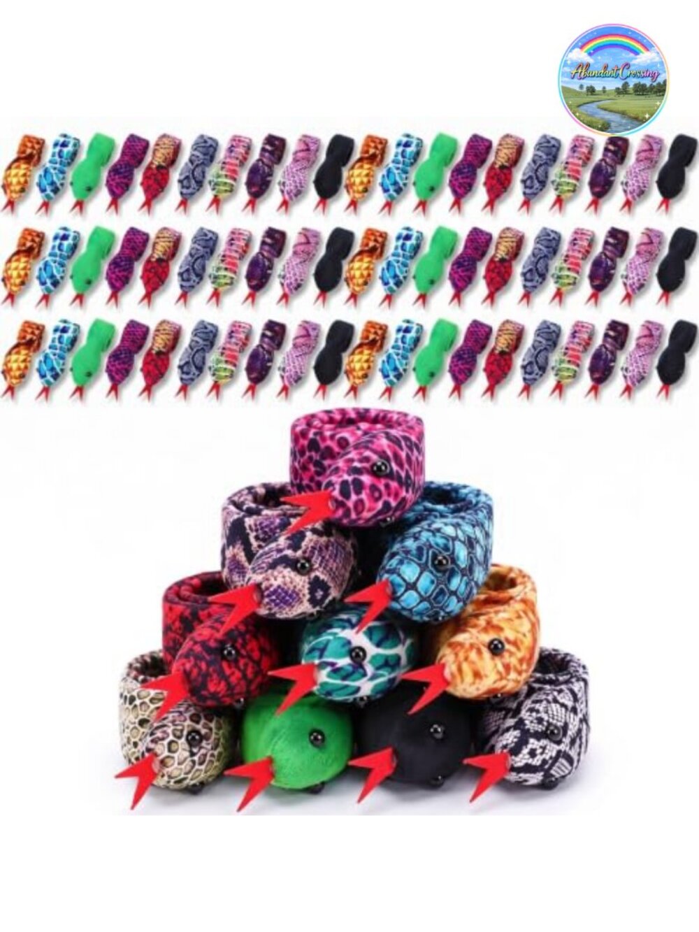 30 Pcs Snake Slap Bracelets Polyester Snap Bracelets for Kids Party Favors